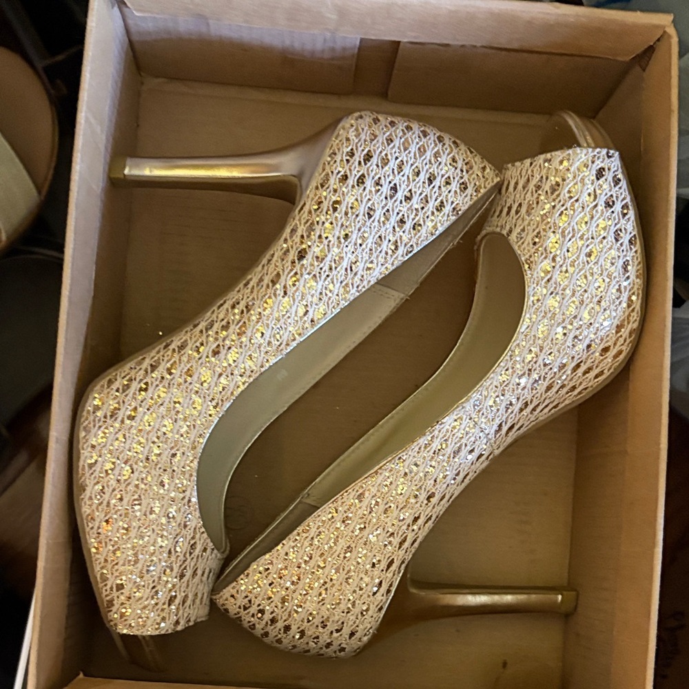 Audrey Brooke Glittering Gold Heels